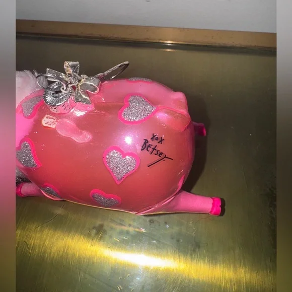 Betsey Johnson Pink Pig  Blown Glass  Ornament - Picture 4 of 8